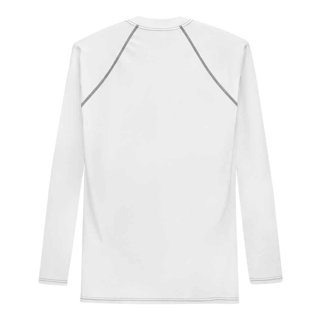 White long-sleeve shirt with black accents on a white background