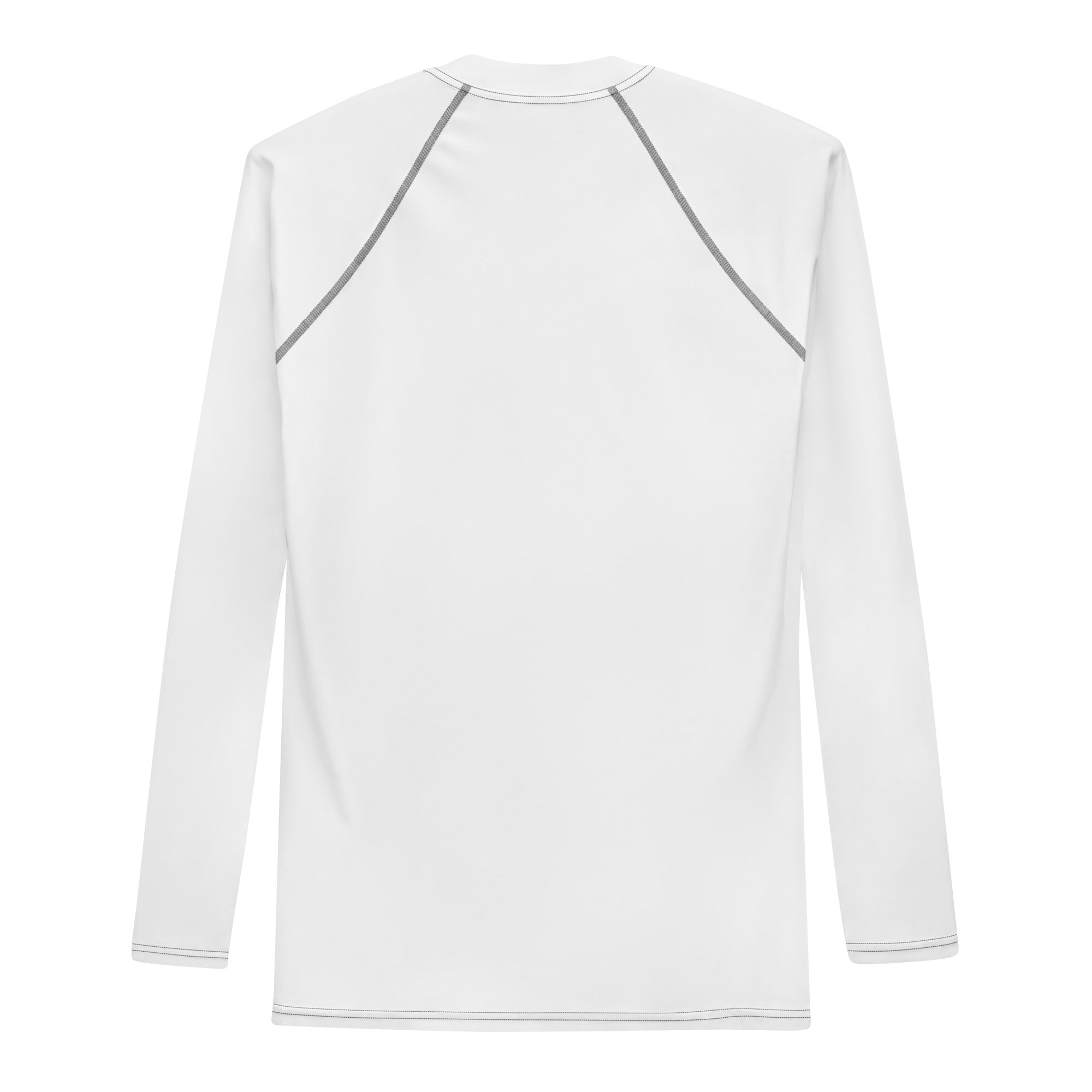 White long-sleeve shirt with black accents on a white background