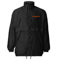 Black jacket with a logo on a white background