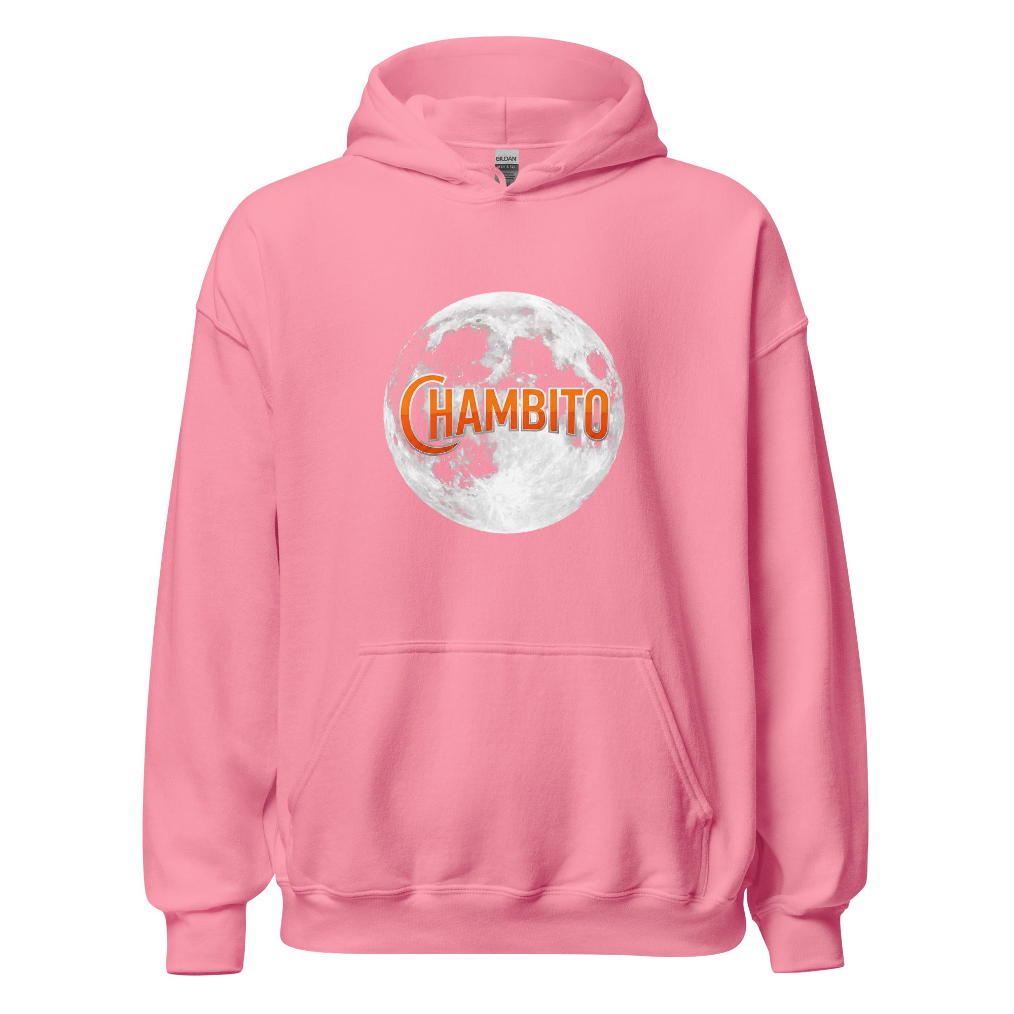 Light Pink hoodie with full moon and CHAMBITO logo 